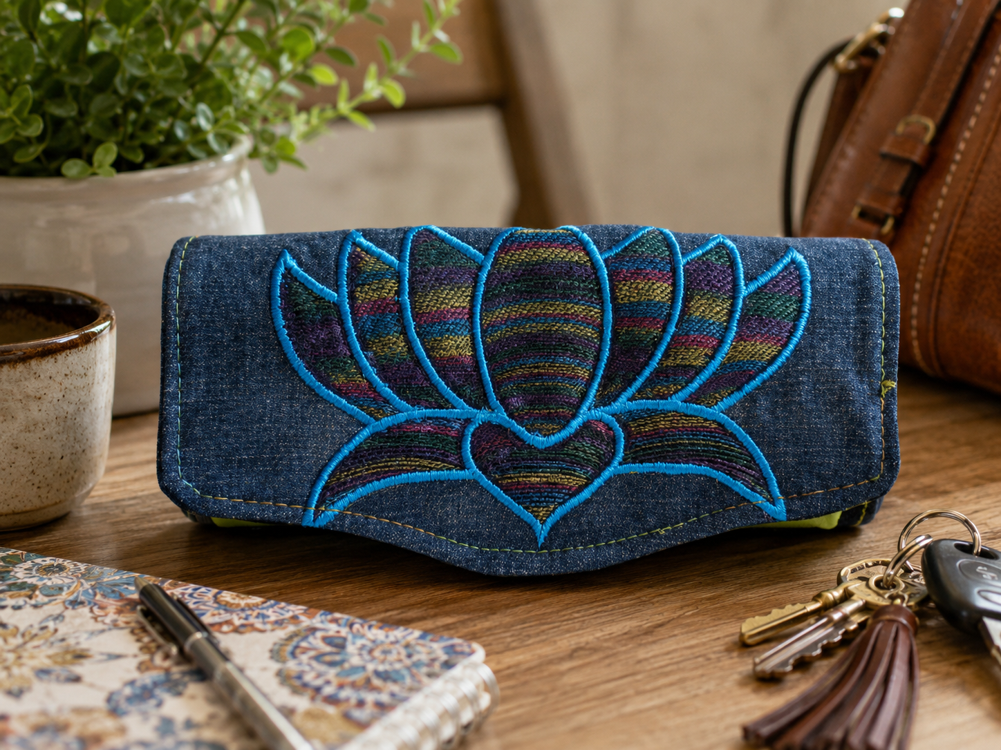 Lotus Accordion Wallet – Compact Organizer Clutch
