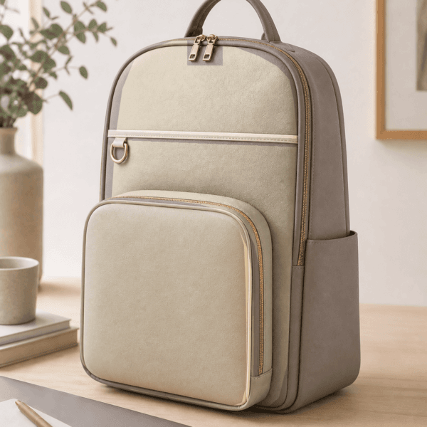 custom Sebastian XL backpack neutral cream and taupe