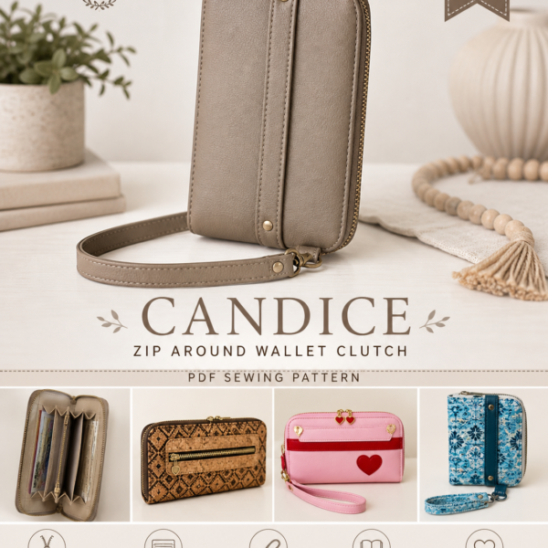 Candice zip around wallet clutch PDF sewing pattern cover image