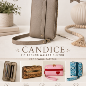 Candice zip around wallet clutch PDF sewing pattern cover image