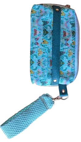 custom zip around wallet wristlet strap connector detail