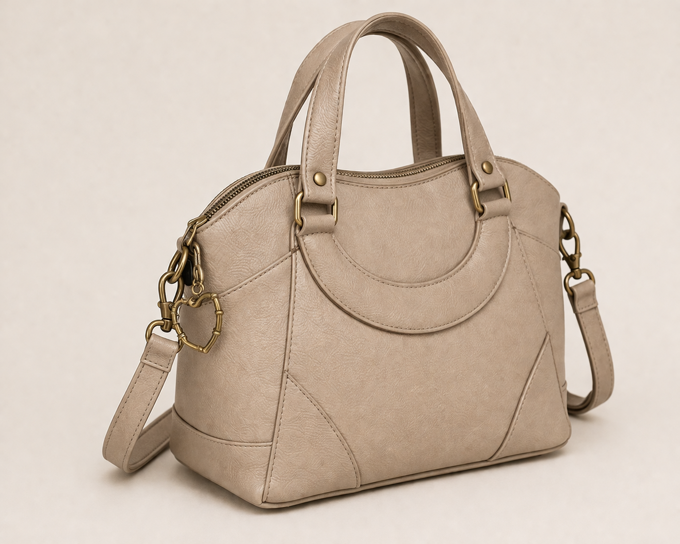 custom leather handbag tan faux leather structured purse front view