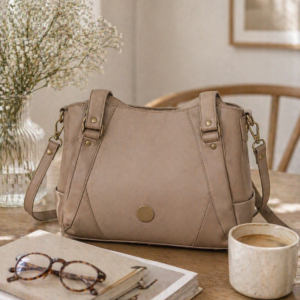 custom crossbody handbag neutral leather purse lifestyle setting