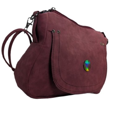faux suede crossbody handbag angled view soft design purse