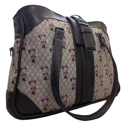 printed crossbody handbag angled front view faux leather purse