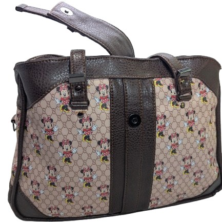 printed crossbody handbag hardware detail close up faux leather