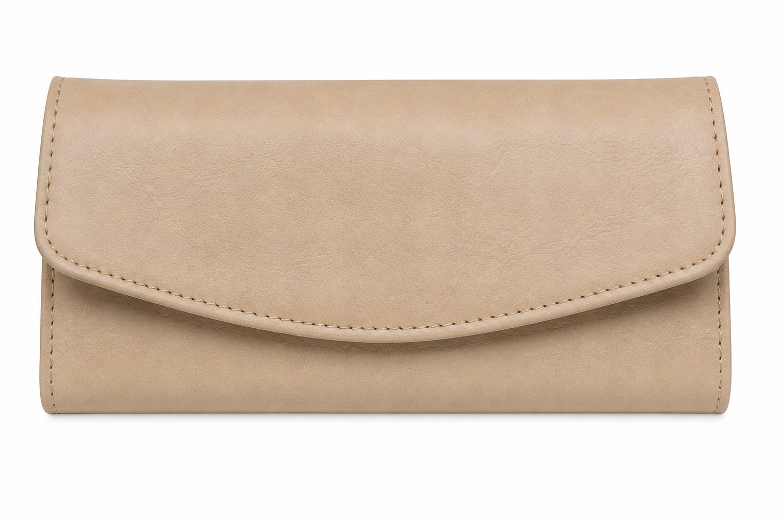 Neutral Faux Leather Clutch Wallet Front View