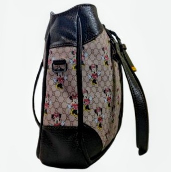 printed crossbody handbag side view structured shape purse