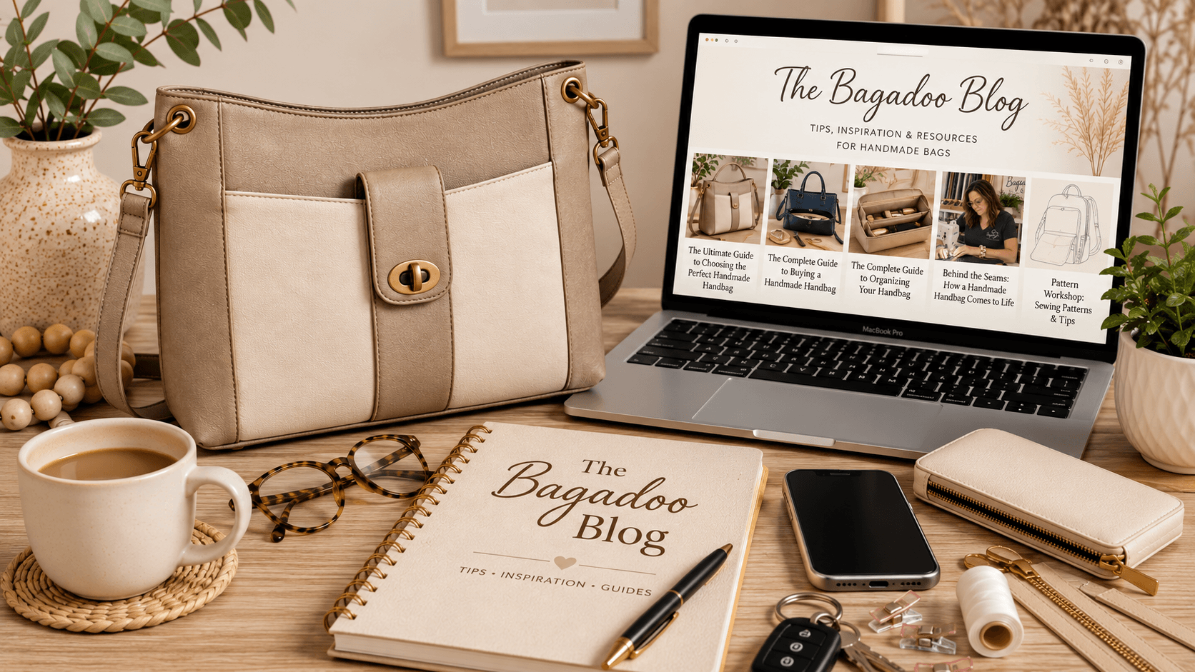 The Bagadoo Blog featuring handmade handbag guides, organization tips, behind-the-seams stories, and sewing resources